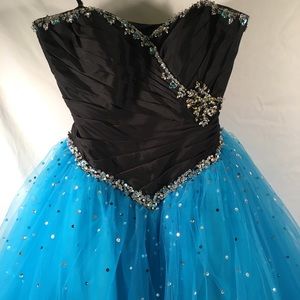 Mori Lee Prom dress Black top with lace up corset